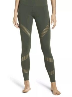 Alo Yoga mesh stripe green  Leggings small